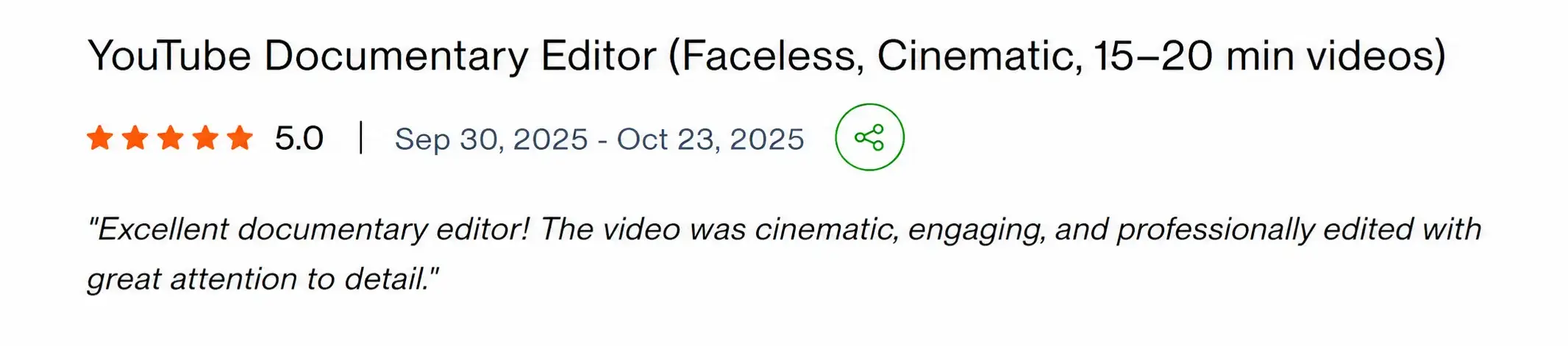 Upwork Client Review Screenshot 1