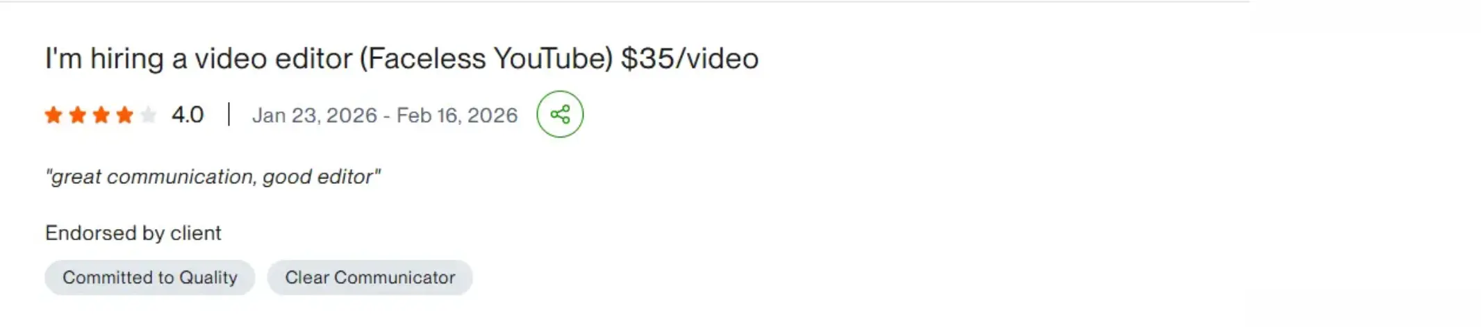 Upwork Client Review Screenshot 2