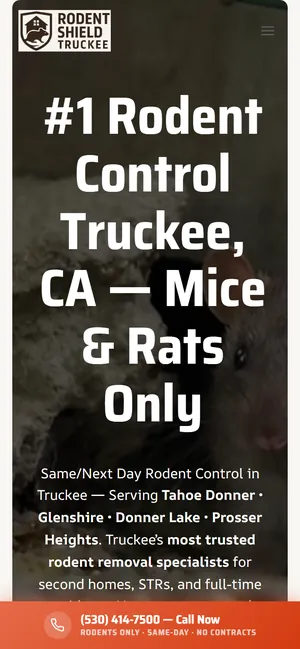 Rodent Shield Truckee website on mobile