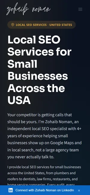 Zohaib Noman website on mobile